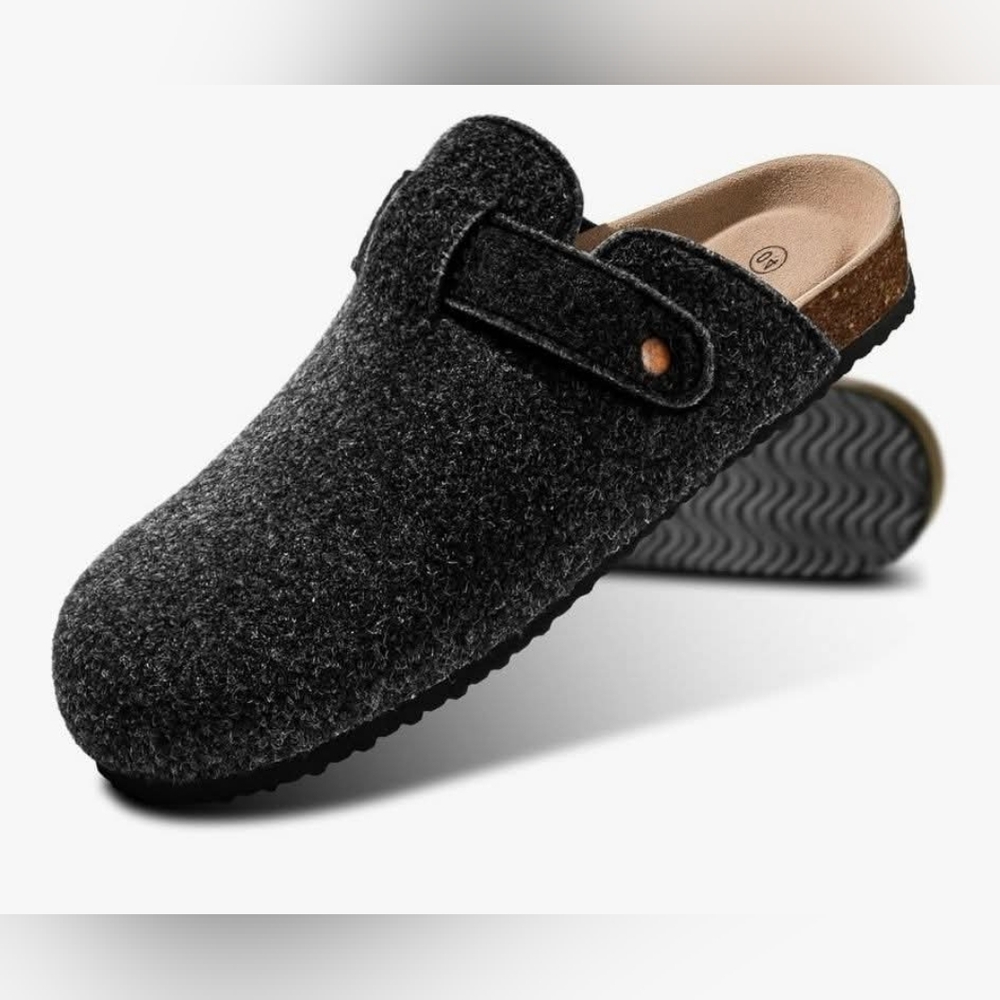 Grey Slip-On Clogs - Vegan Suede